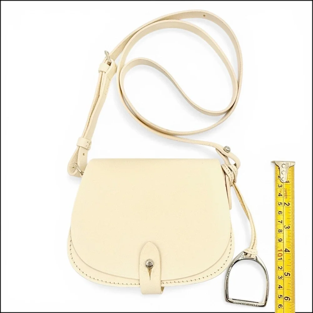 Ralph Lauren Collection Stirrup Mini Satchel Cream Leather Italy Equestrian Bag‎